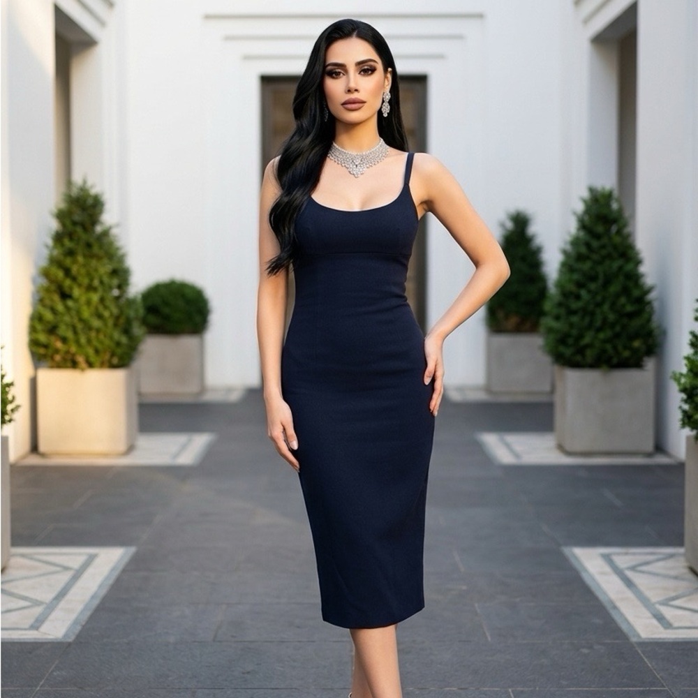 Dolce & Gabbana Sleek Black Slip Midi Dress - Picture 7 of 9